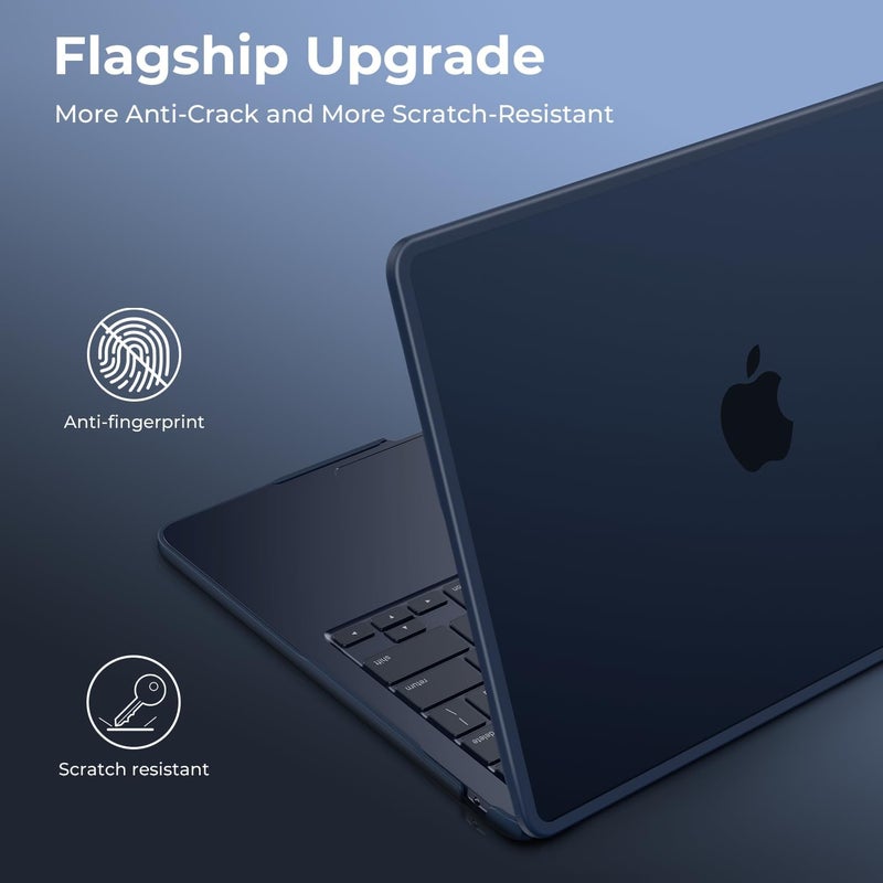 BlueSwan Anti-Cracking Hard Shell Case Compatible with MacBook Air 13 inch M4 M3 M2 2026 2025-2022 A3240 A3113 A2681, Drop Protection Soft TPU Bumper PC Base for Air 13.6 inch, Frosted Midnight - Image 4